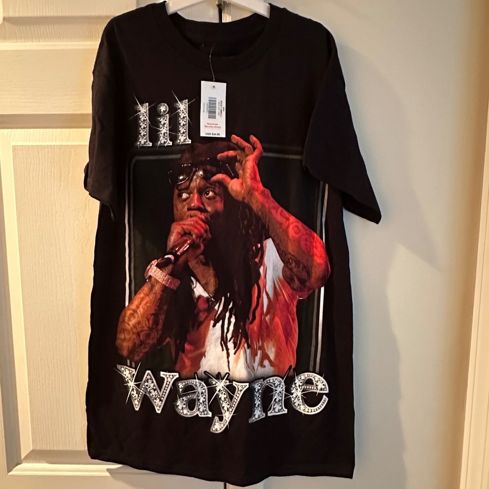 Lil Wayne Shirt S NWT Black Bling Graphic Tee Weezy Young Money Rap Concert Y2K